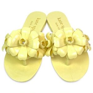 Kate Spade NY Hawaiian Floral Crystal Stud Suns Out Yellow Jelly Sandals size 7